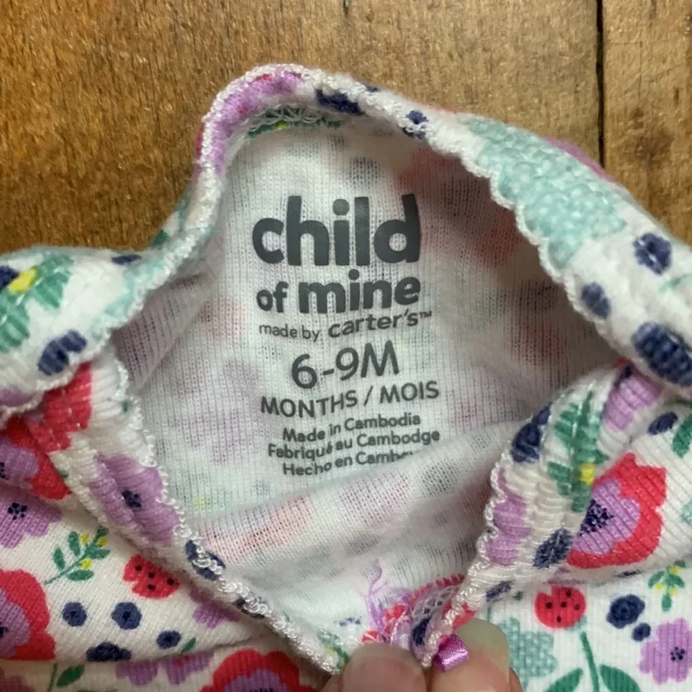 Carters 6 to 9 months long sleeve onesies pants bundle floral ladybug spring